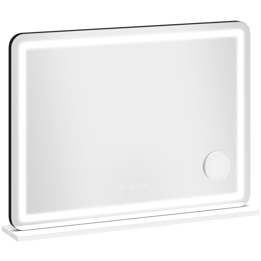 HOMCOM Vanity Mirror with Lights, Dimmable Makeup Mirror with Adjustable Colour Temperature, RGB Light, Bluetooth Speaker