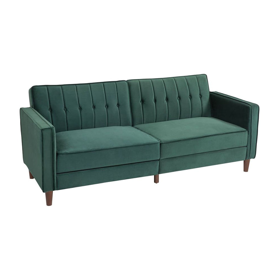 HOMCOM Velvet-Feel Three-Seater Sofa Bed - Green