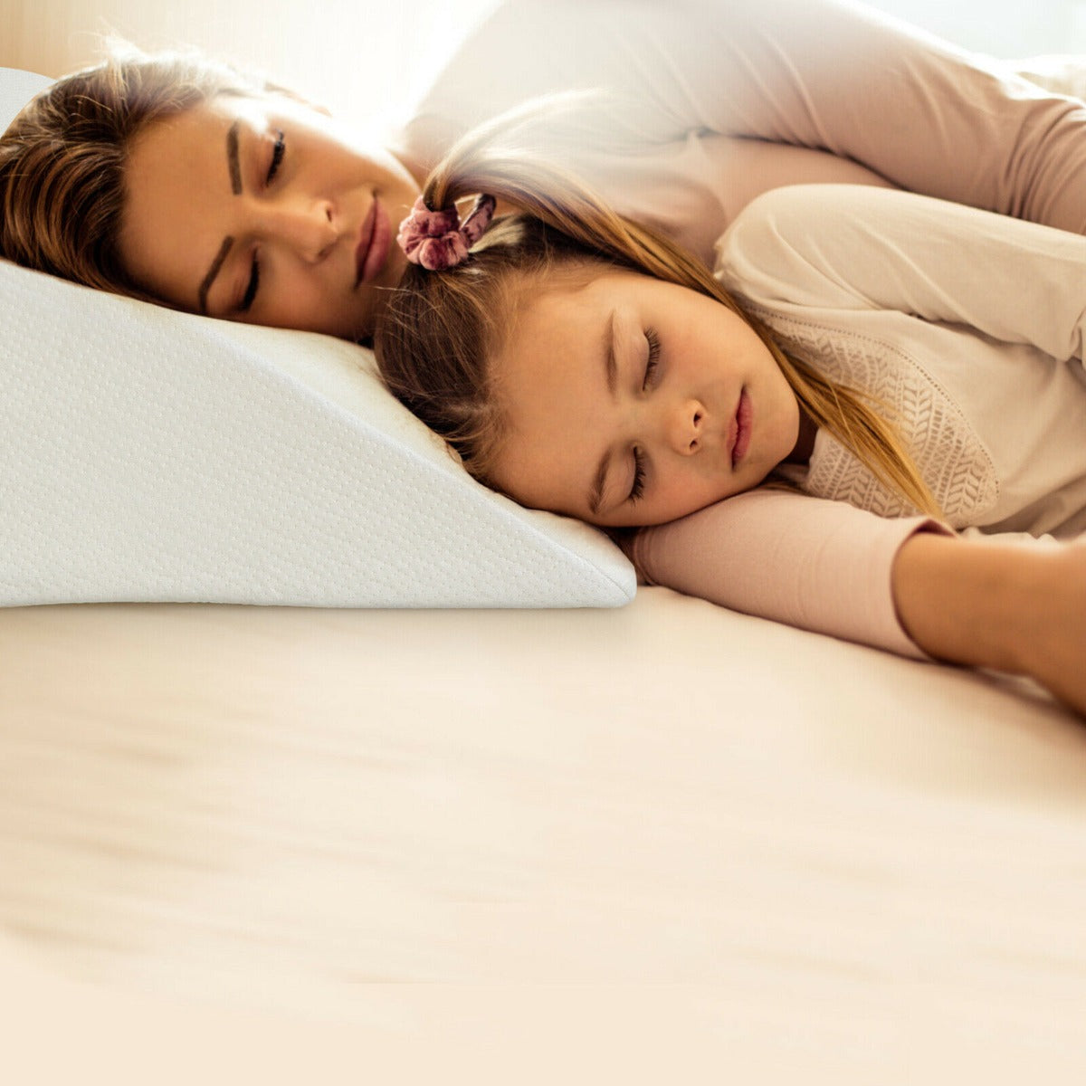 Leg Elevation Pillow with Washable Cover for Sleeping-White