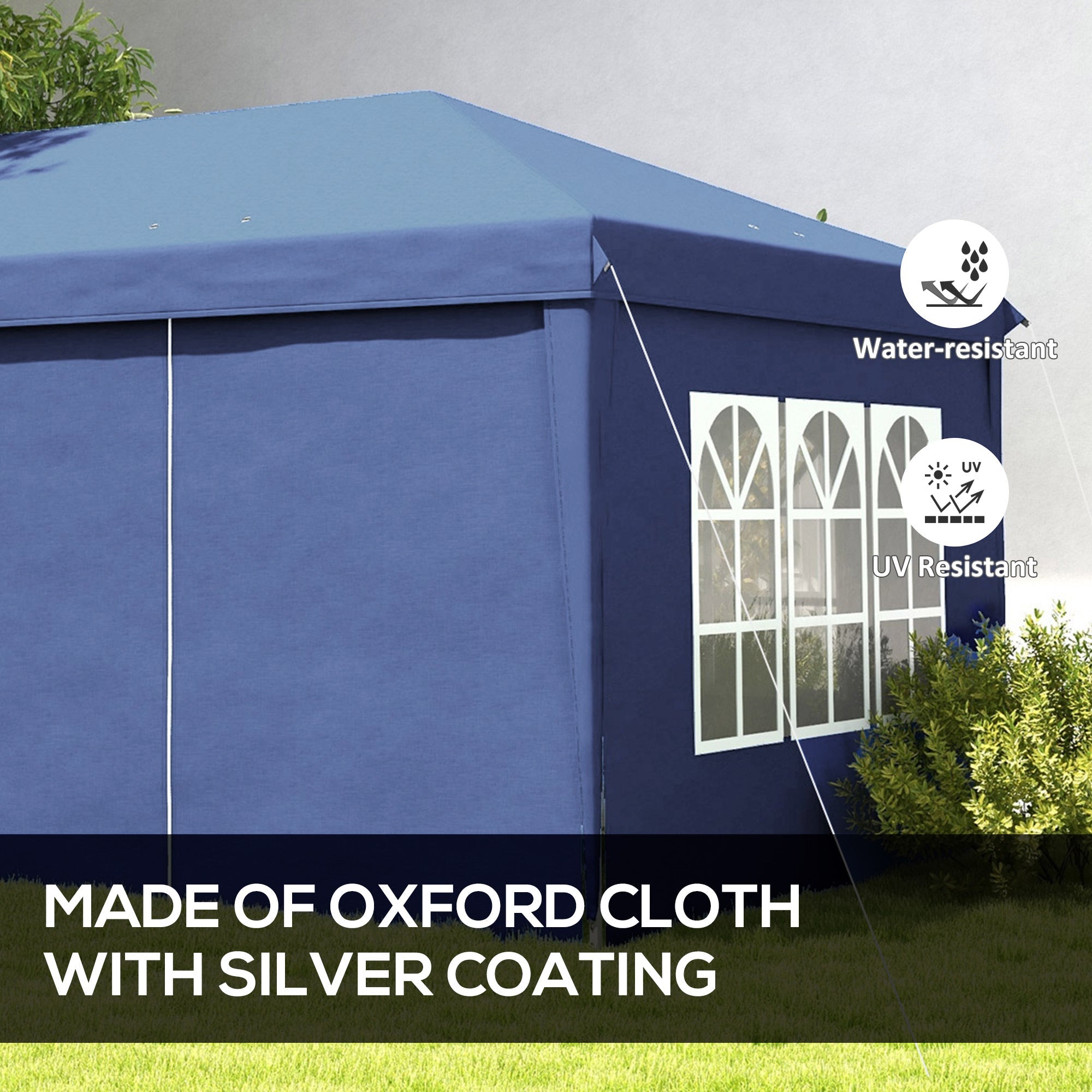 Outsunny 3 x 6m Pop-Up Gazebo, with Curtain Walls and Windows - Blue