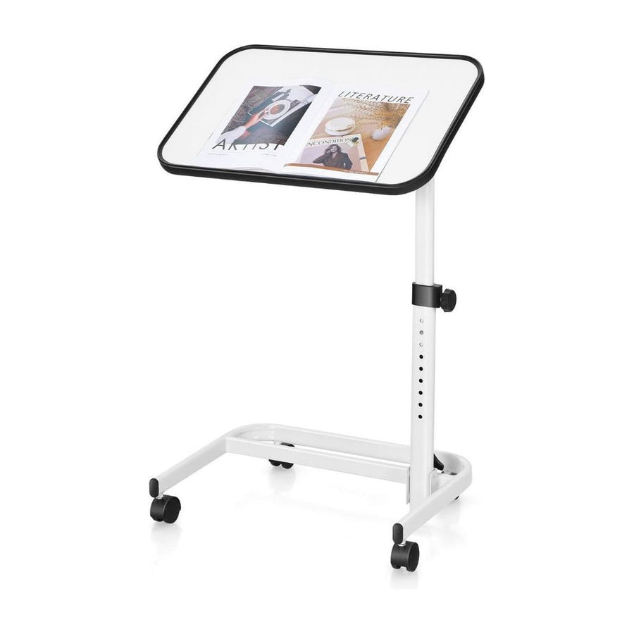 Portable Bedside Table with 9 Level Adjustable Height-White