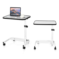 Portable Bedside Table with 9 Level Adjustable Height-White