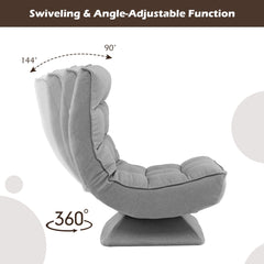 4-Position Adjustable Floor Chair with Swivel Base-Grey