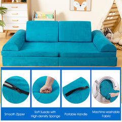 6 Pieces Modular Convertible Kids Play Couch Sofa-Green