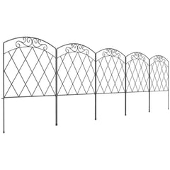 Outsunny 3m Decorative Metal Garden Fence - Diamond and Swirl Pattern