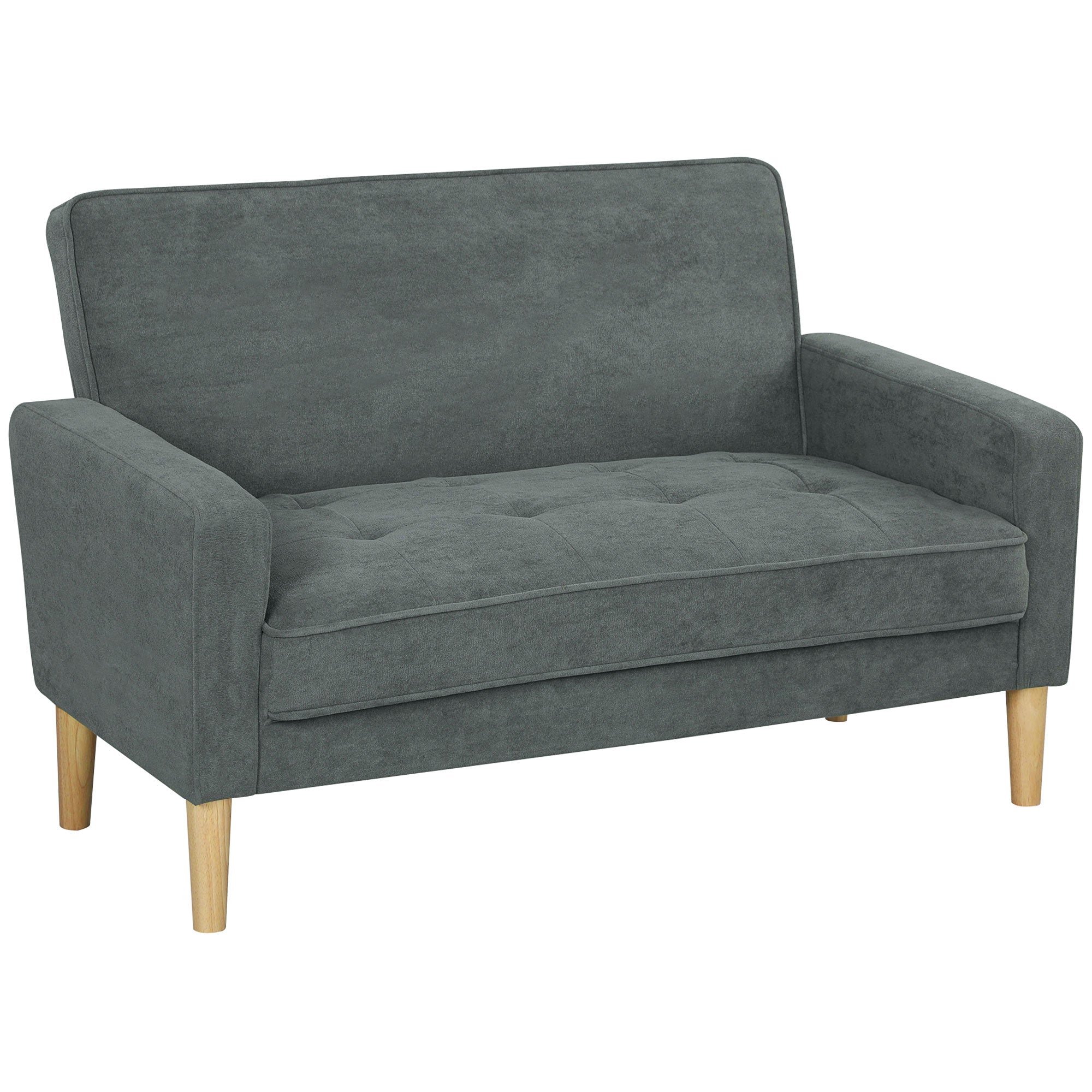 HOMCOM Two-Seater Velvet-Feel Sofa - Grey