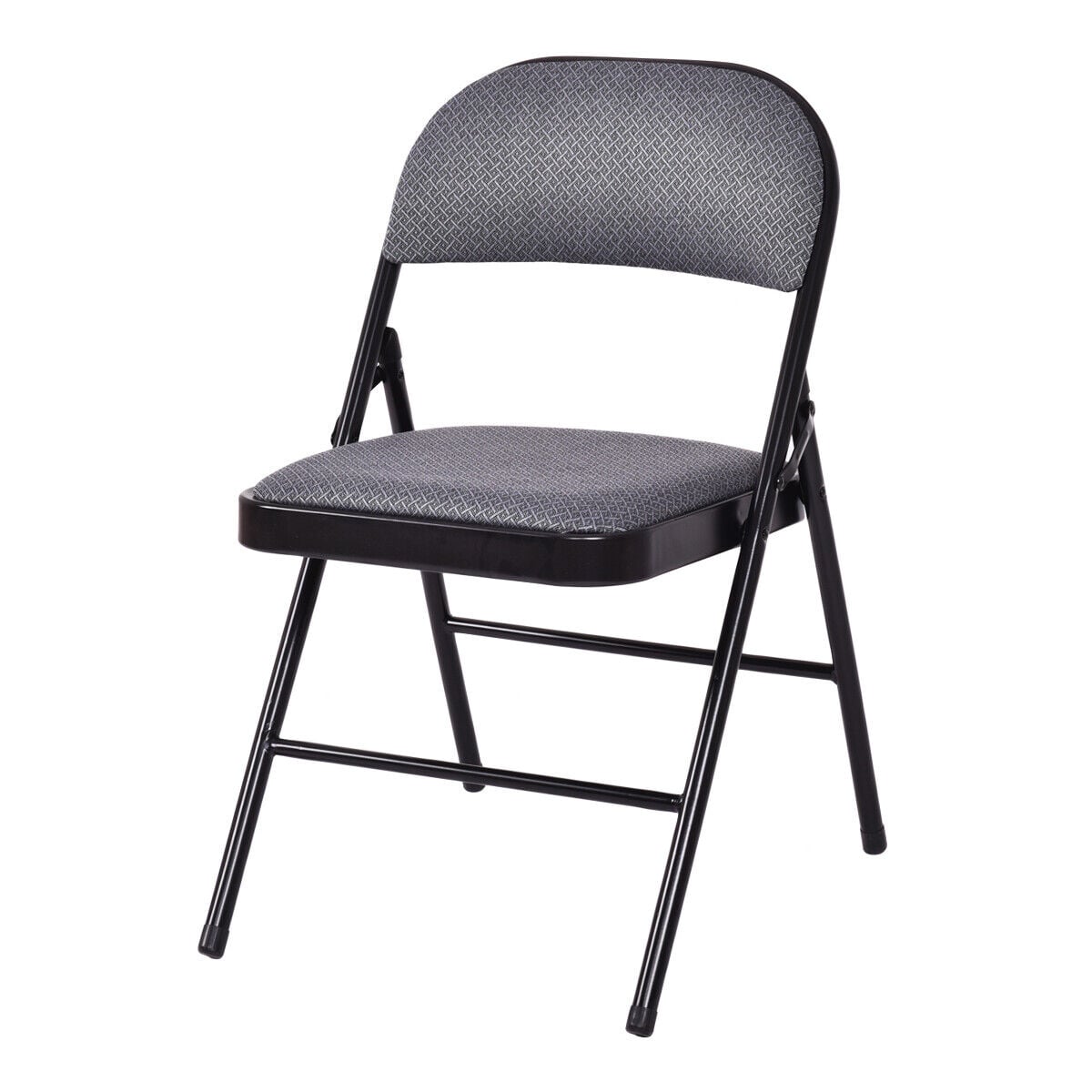 Set of 4 Folding Fabric Padded Chairs with Sponge Seat and Backrest-Grey