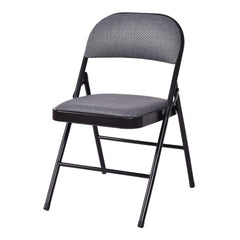 Set of 4 Folding Fabric Padded Chairs with Sponge Seat and Backrest-Grey