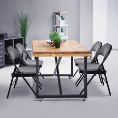 Set of 4 Folding Fabric Padded Chairs with Sponge Seat and Backrest-Grey