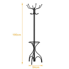 Modern Freestanding Metal Coat Stand with 12 Hooks for Bedroom Entryway-Triangular Base