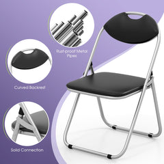 Set of 6 Folding Chair with Padded Seat and Stable U-shaped Frame for Office/Party/Conference/Dining Room