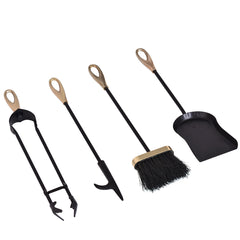 5 Pieces Fire Companion Set Black Fireside Fireplace Tools