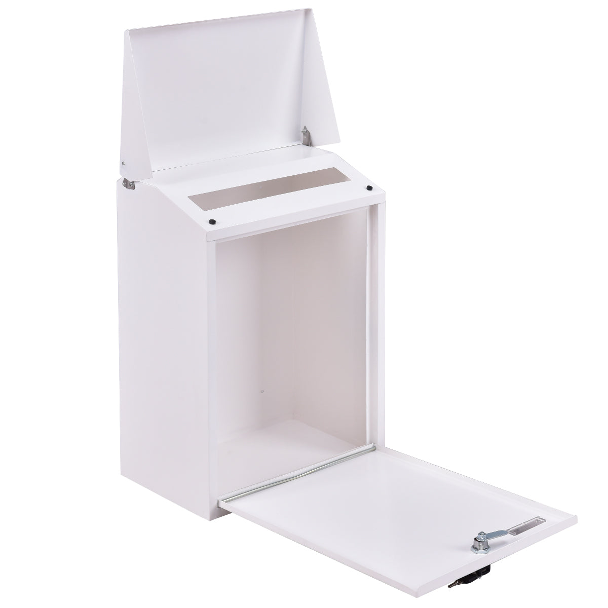 Steel Lockable Postbox Locking Home Letter Post Box Wall Mounted-White