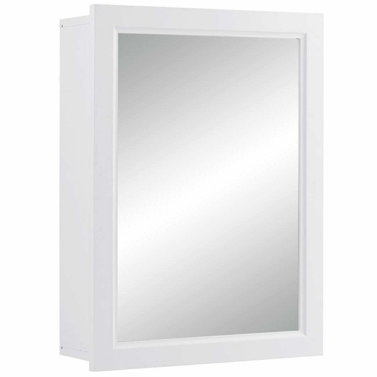 Adjustable Wall Mounted Storage Cupboard with Mirror for Bathroom-White
