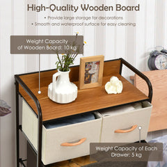 Vertical Dresser Storage Tower with Wooden Top and 5 Drawers-Muticolour