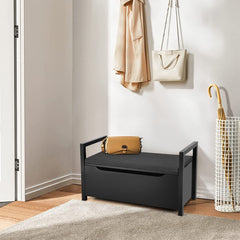 2-in-1 Wooden Shoe Changing Bench with Storage Space-Black