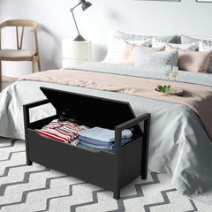 2-in-1 Wooden Shoe Changing Bench with Storage Space-Black