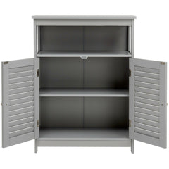 Bathroom Floor Cabinet with Double Shutter Door and Adjustable Shelf-Grey