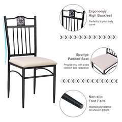 5 Piece Kitchen Dining Table and Chair Set with Sponge Cushion-Purple