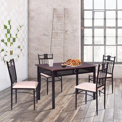 5 Piece Kitchen Dining Table and Chair Set with Sponge Cushion-Purple