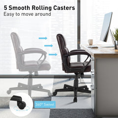 Modern Mid-Back PU Leather Office Chair with Adjustable Height