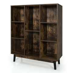 8-Cube Storage Organizer with 2 Anti-Tipping Mechanisms-Dark Brown