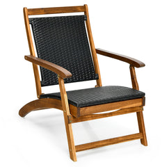 Folding Deck Reclining Chair with Retractable Footrest