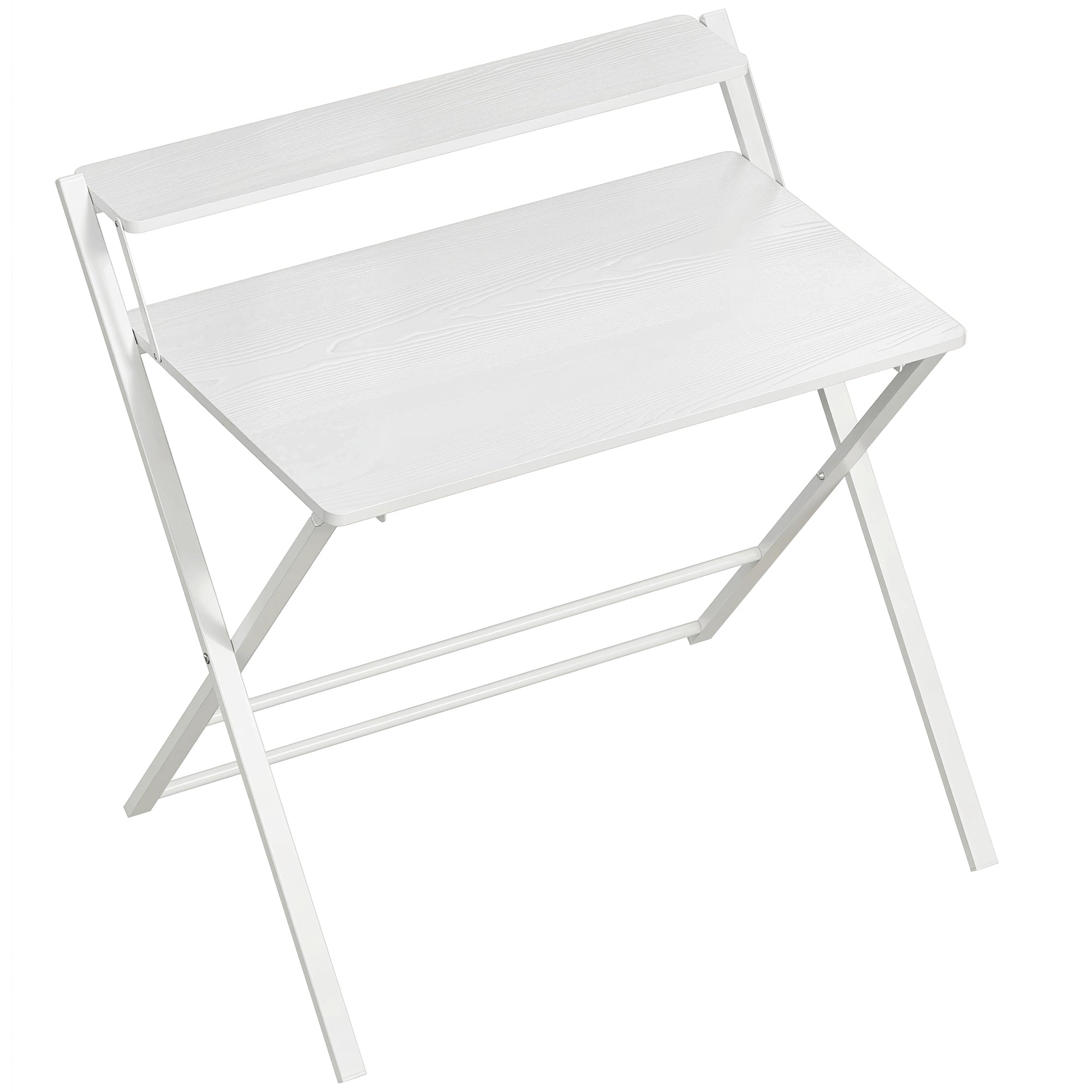 HOMCOM Compact Folding Desk for Small Spaces with Storage Shelf for Home Office, White
