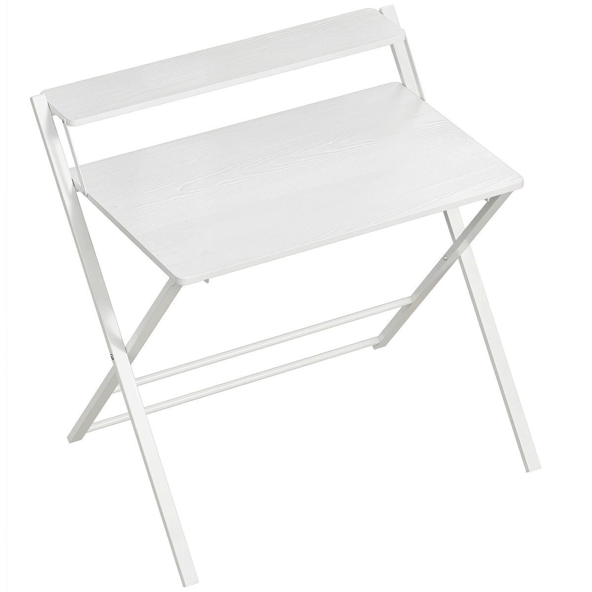 HOMCOM Compact Folding Desk for Small Spaces with Storage Shelf for Home Office, White