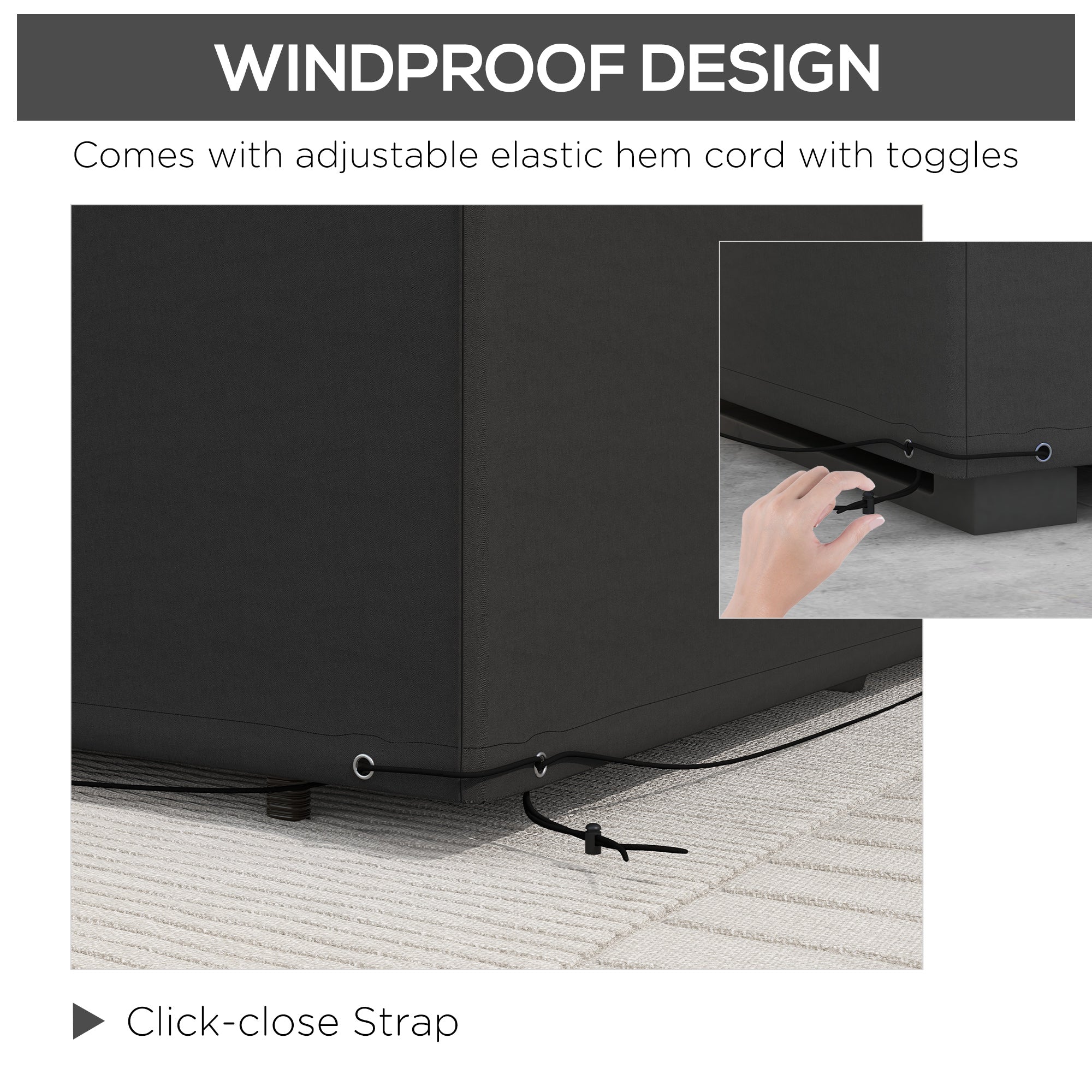 Outsunny Outdoor Garden Furniture Cover Waterproof, Anti-UV 600D Heavy Duty Oxford Fabric Patio Furniture Cover for Rectangular Sofa Table Set, Black, 245 x 165 x 66 cm