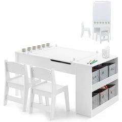 2-in-1 Kids Art Table Set with Chairs-White