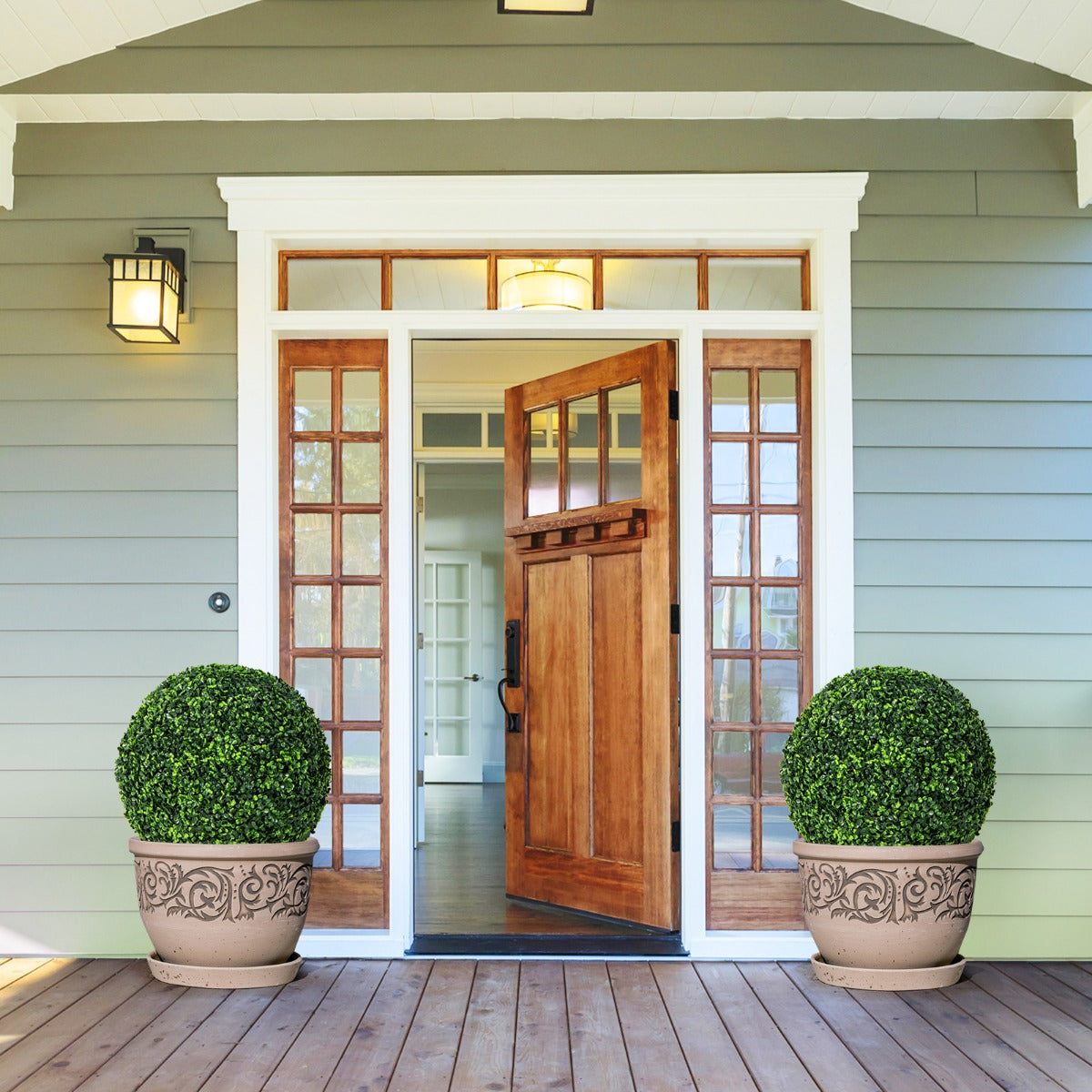 Set of 2 Artificial Topiary Balls 48cm Faux Boxwood Balls-No Flower