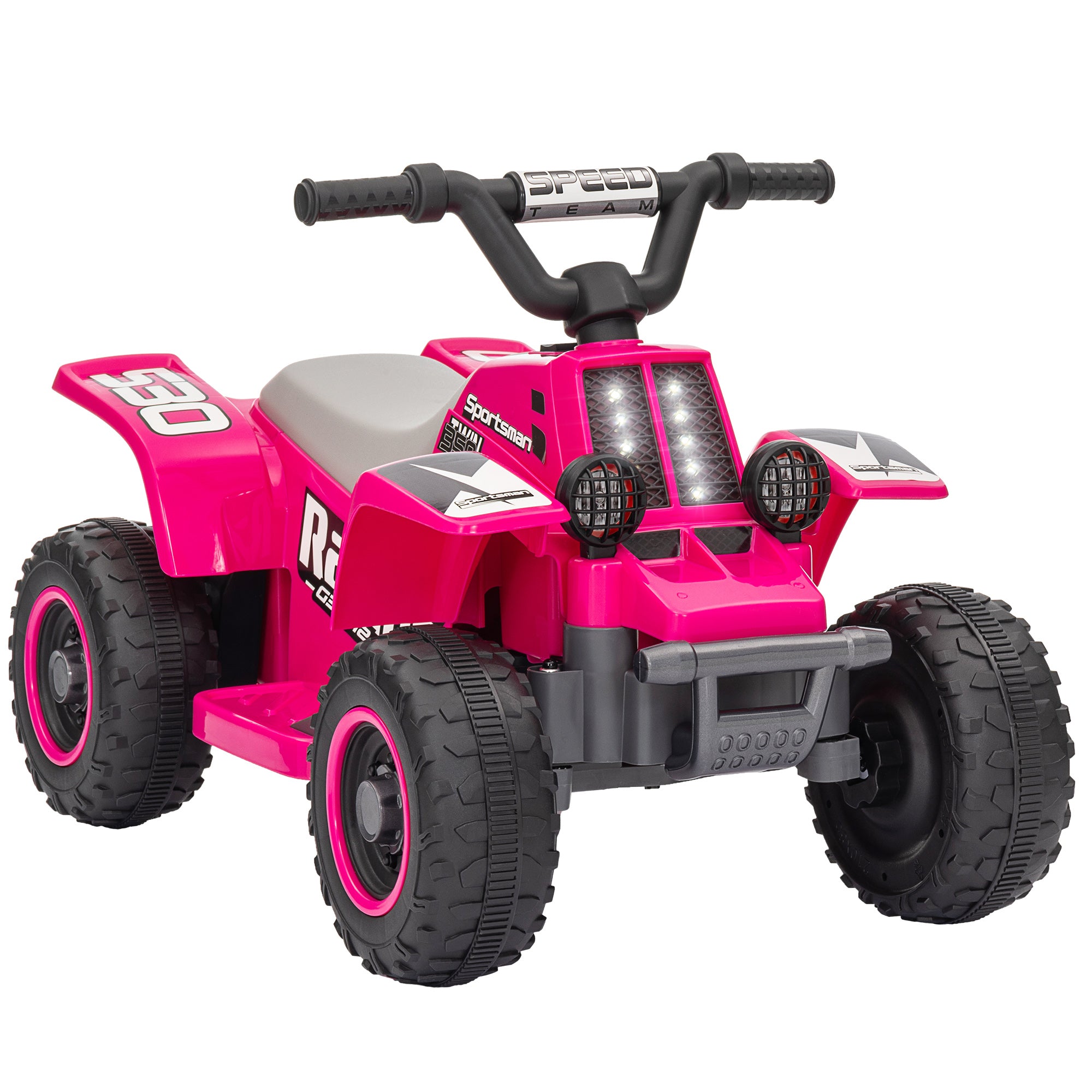 AIYAPLAY 6V Electric Quad Bike for Kids, Ride On ATV w/ Forward/Reverse, Headlights, for Ages 18-36 Months, Pink