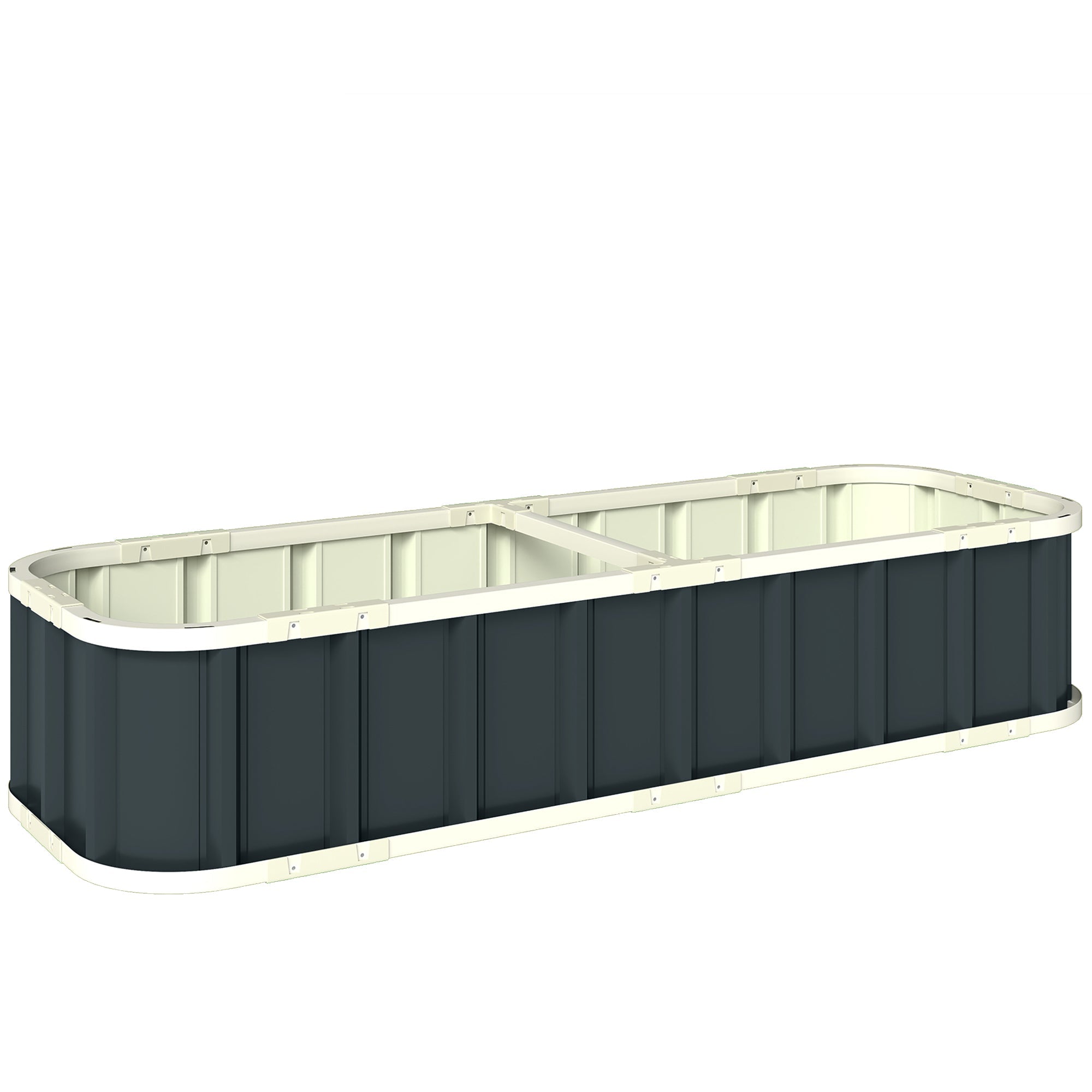 Outsunny Galvanised Raised Garden Bed, 5 x 2 x 1 ft Metal Planter with Gloves and Folded Edging, Dark Grey