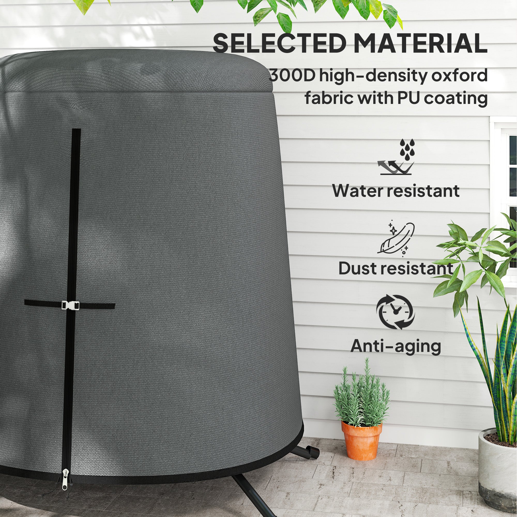 Outsunny 196 x 230 cm Hanging Egg Chair Protective Cover - Grey