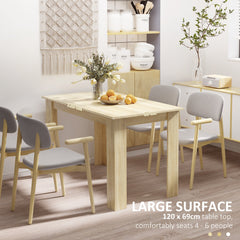 HOMCOM Dining Table for 4-6 People, Kitchen Table with Wood Effect for Dining Room, Oak