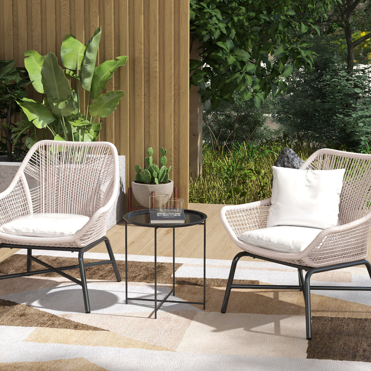 Outsunny Steel Removable Tray Top Garden Table - Black - product image 2