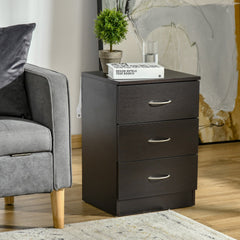 HOMCOM Three-Drawer Simple Bedside Table - Black
