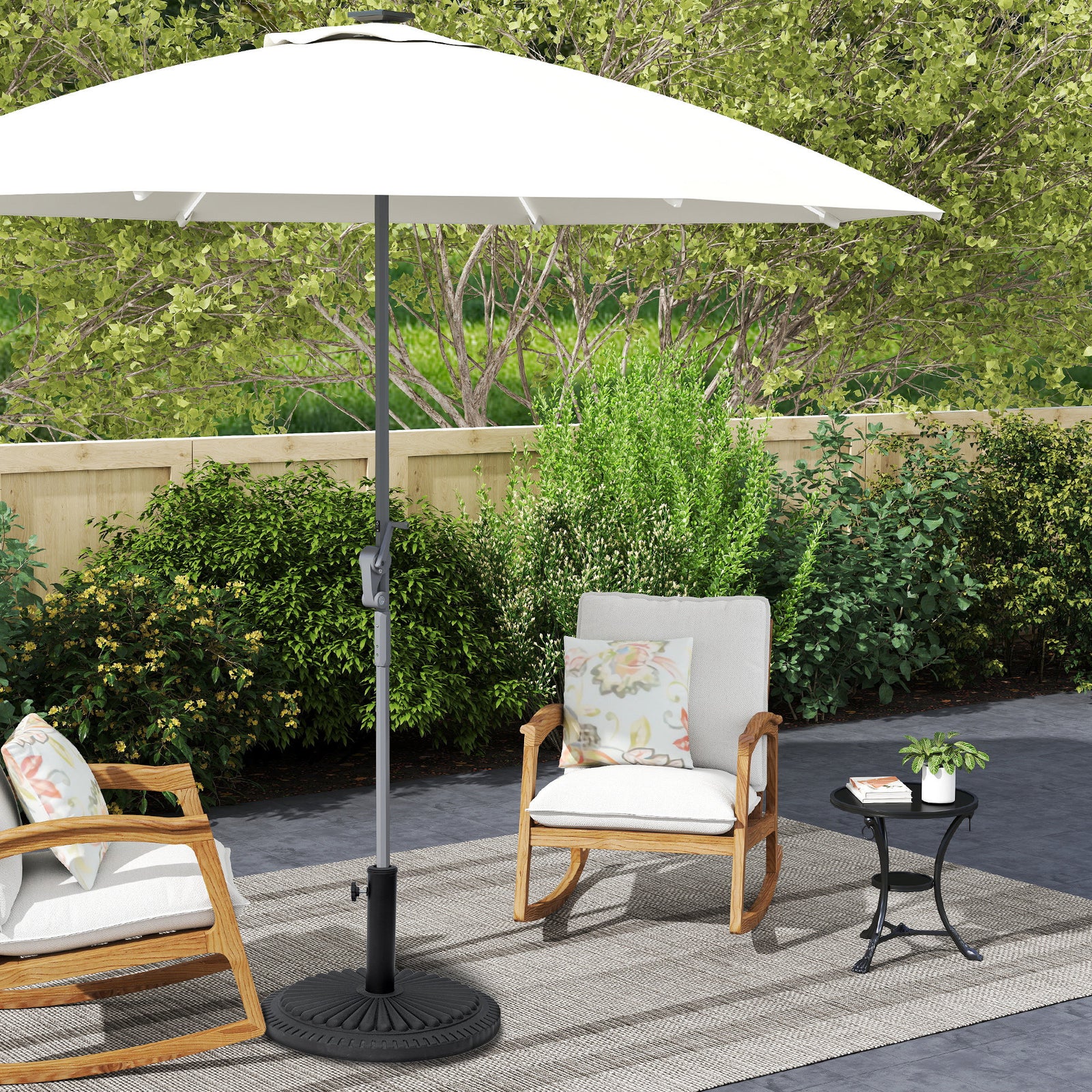 Outsunny 14kg Round Cement Parasol Base Umbrella Weight Stand Holder Fits Φ35mm,Φ38mm,Φ48mm Pole for Patio Outdoor Garden - Black