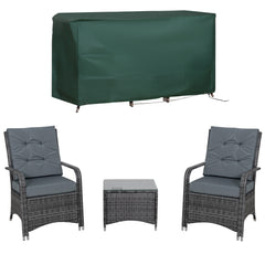 Outsunny 2-Seater Rattan Table & Chair, Bistro Garden Furniture Set Wicker Table for Small Patio, Waterproof Cover Included