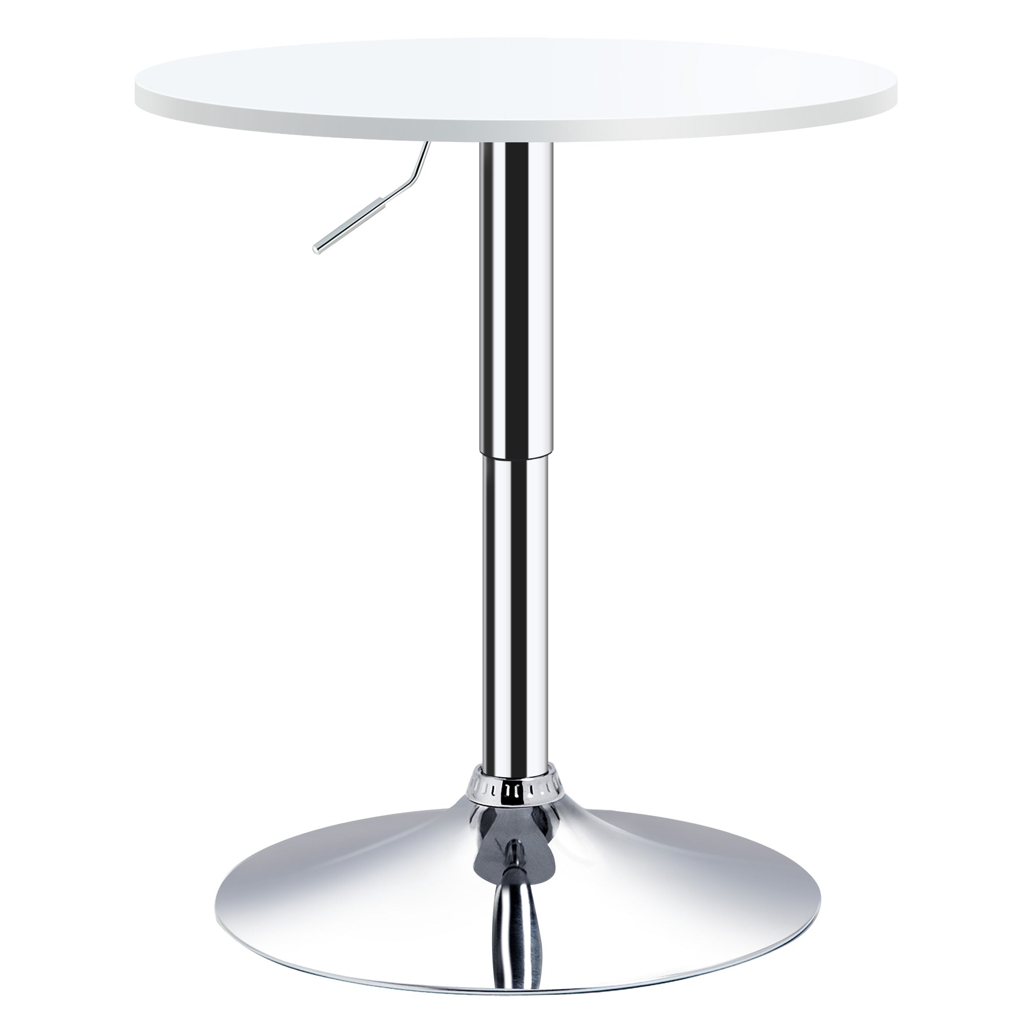 HOMCOM Bar Table â60cm Adjustable Height Round Bistro Table w/ Swivel Top Metal Frame Counter Surface Stylish Kitchen Conservatory White