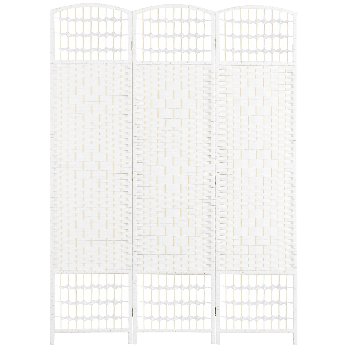 HOMCOM 3 Panel Folding Room Divider, Privacy Screen, Paravent Partition Separator for Living Room, Bedroom, White