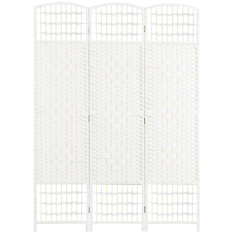 HOMCOM 3 Panel Folding Room Divider, Privacy Screen, Paravent Partition Separator for Living Room, Bedroom, White