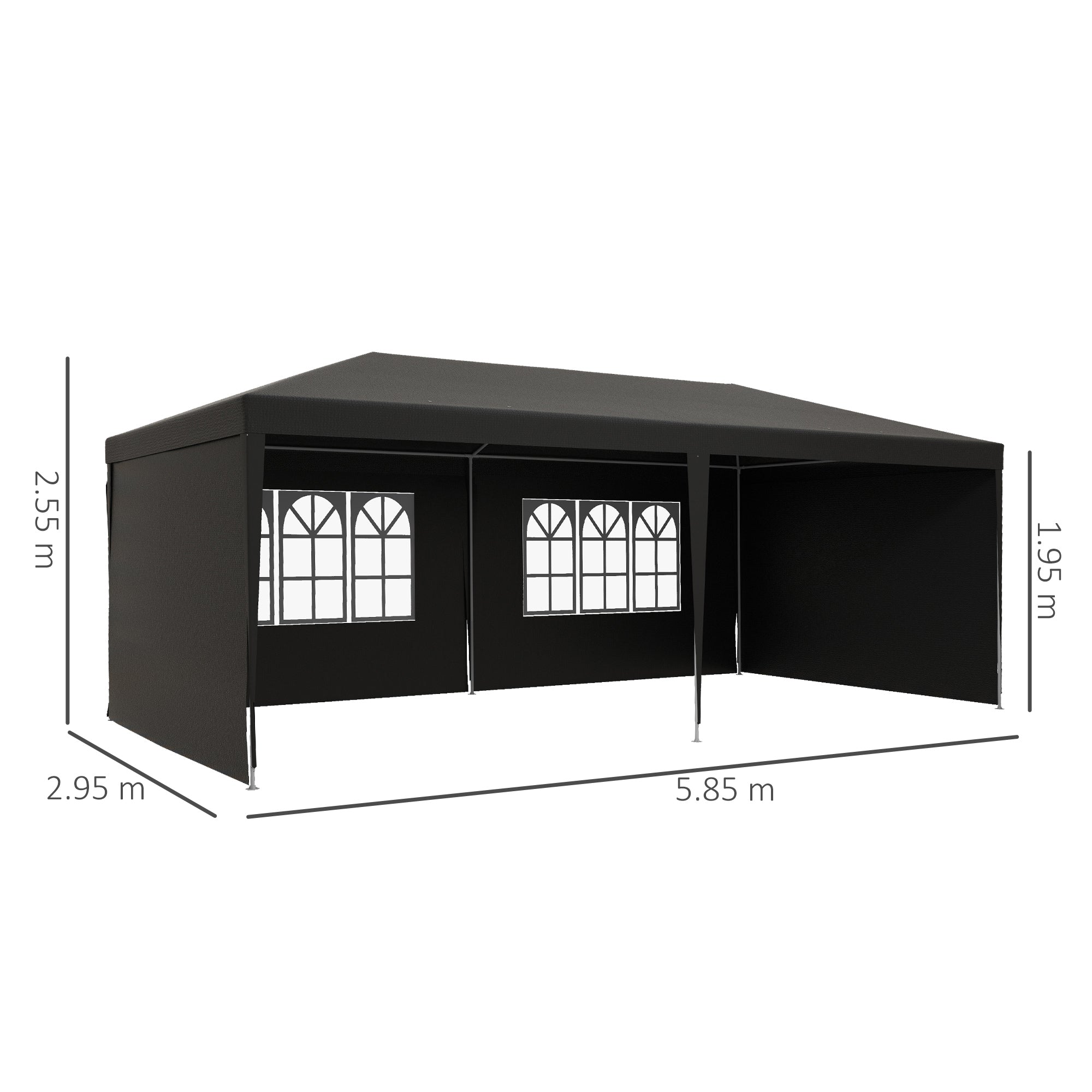 Outsunny 2.95 x 5.83 m Semi-Open Gazebo - Dark Grey