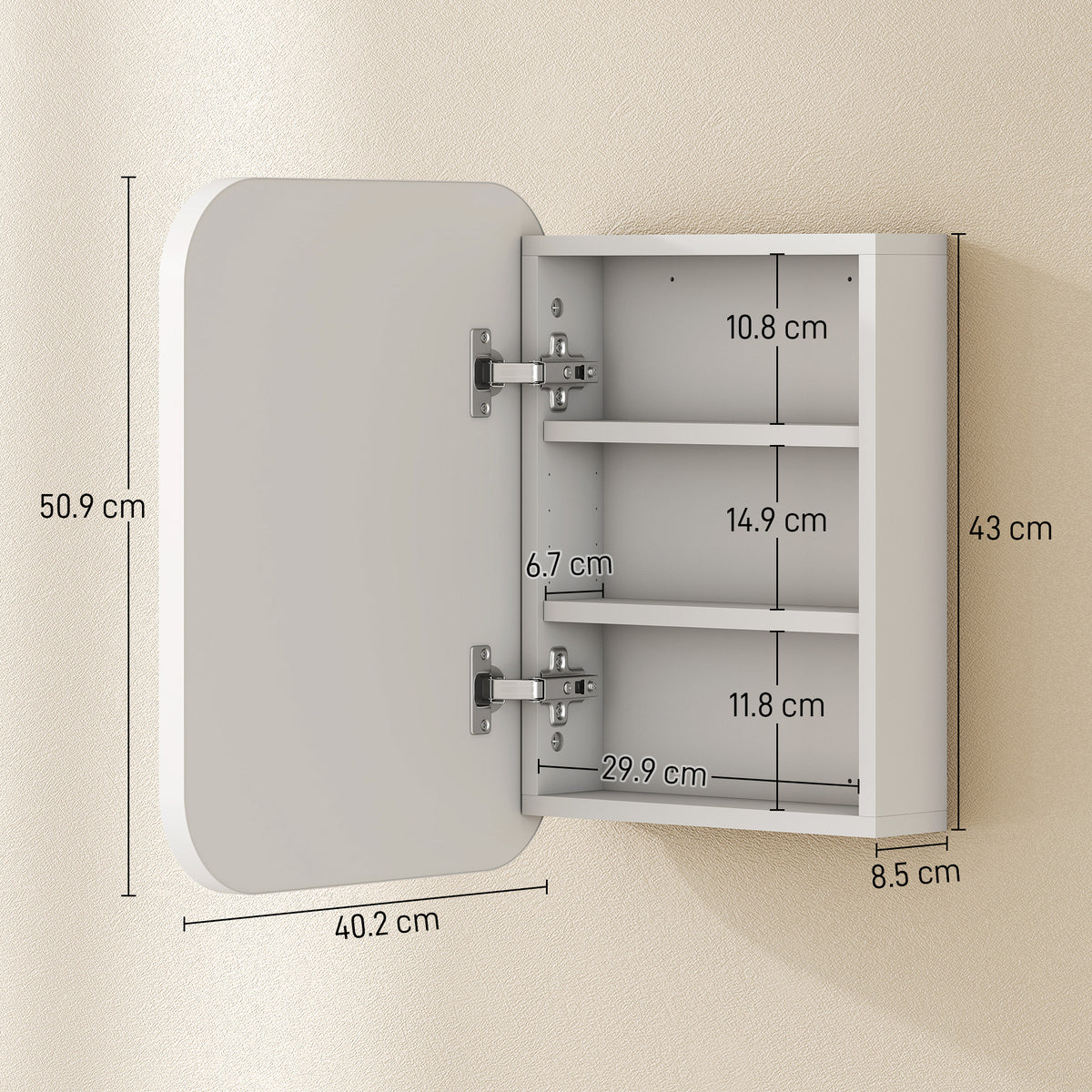 HOMCOM Bathroom Medicine Cabinet with Mirror, Bathroom Wall Cabinet with Adjustable Shelves, Soft Close Hinges, White