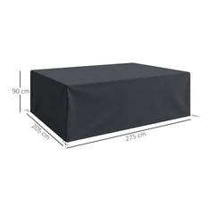 Outsunny 600D Oxford Outdoor Garden Furniture Sofa Set Cover, Waterproof Anti-UV Rattan Sun Lounger Protection Protector Cover, 275L x 205W x 90Hcm, Black