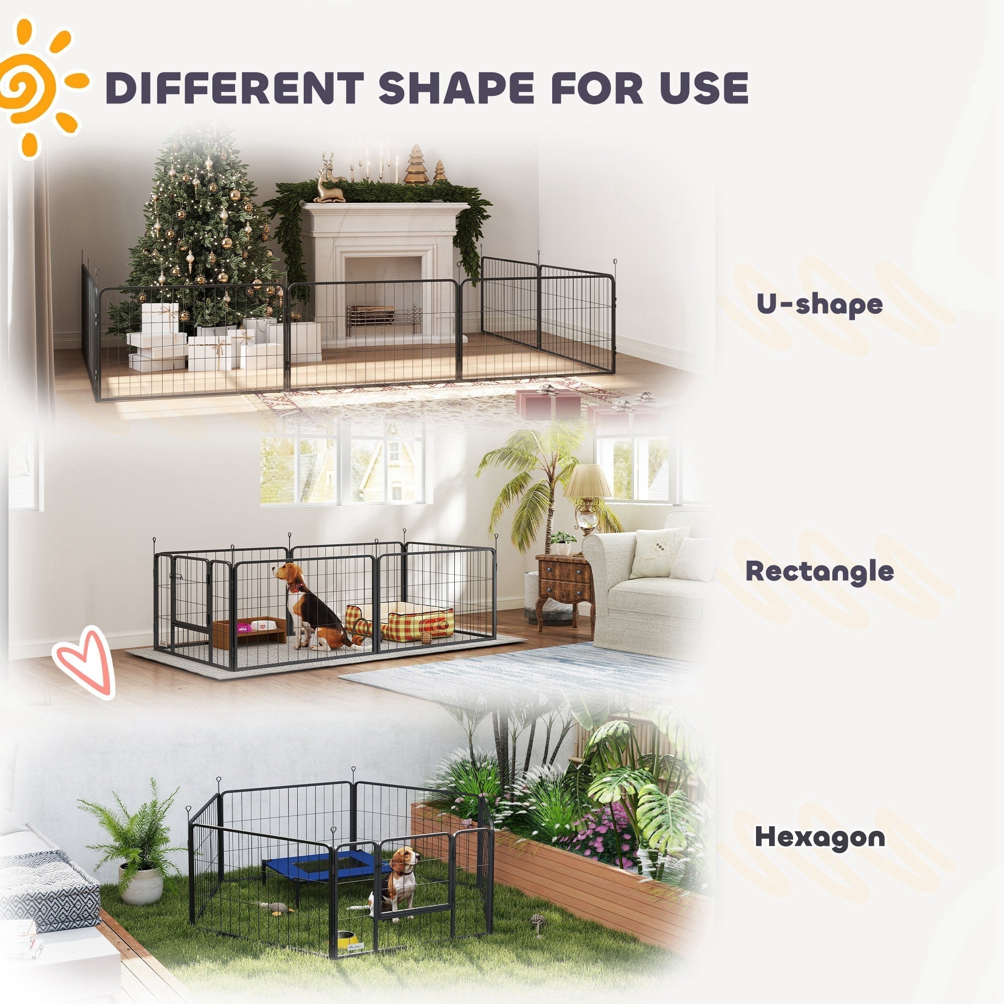 PawHut Seven-Panel Dog Whelping Box, Dog Playpen with Washable Whelping Pads, Wind-Resistant Fabric, for Small and Medium Dogs