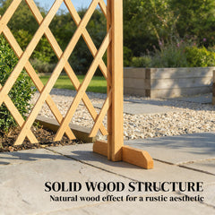 Outsunny 2 Pack Expanding Fence Panels, Wooden Freestanding Garden Fence with Stable Feet, 180 x 30 x 103cm, Brown