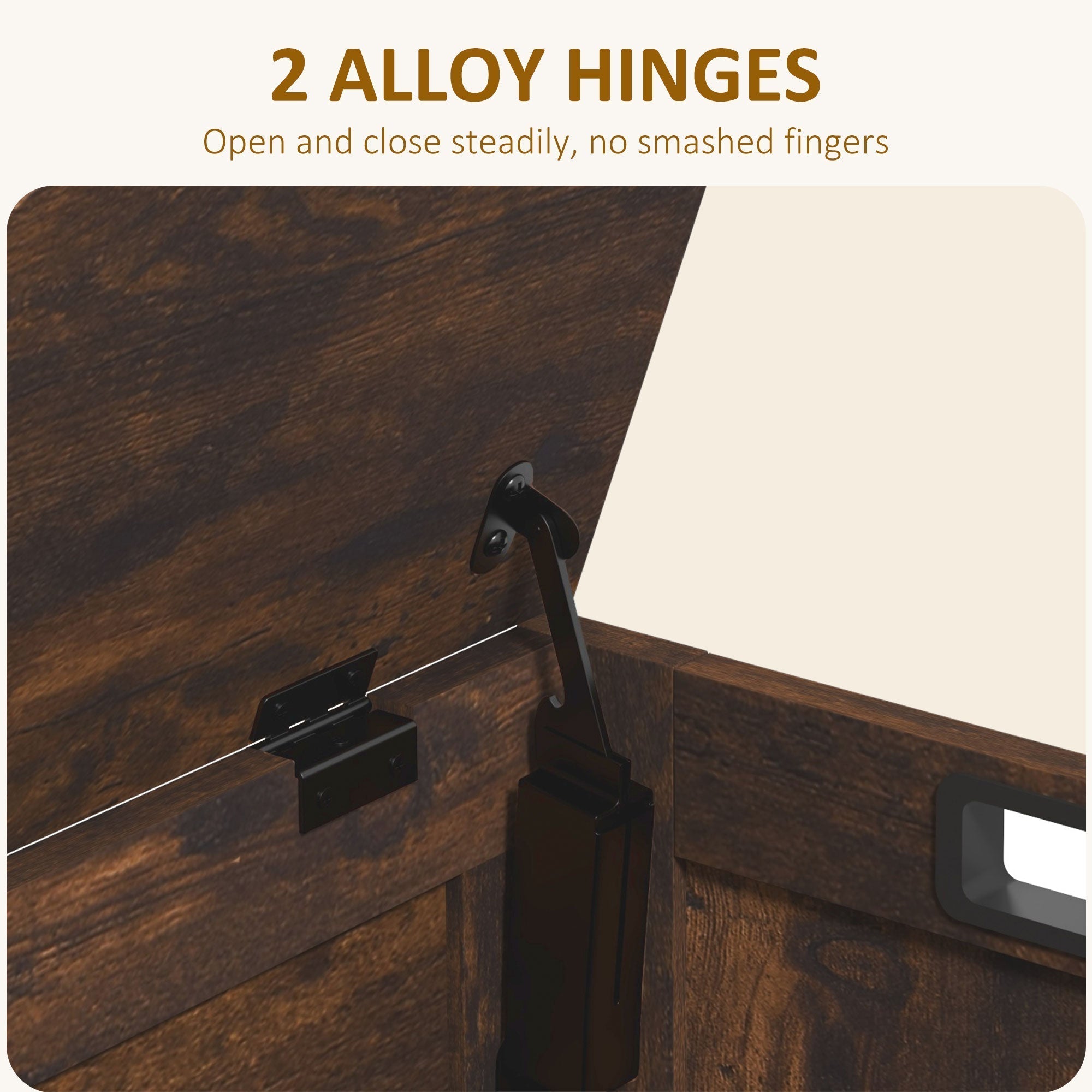 HOMCOM Storage Chest, Modern Storage Trunk with 2 Safety Hinges and Cut-out Handles, Wooden Toy Box for Living Room, Entryway, 76 x 40 x 48 cm, Rustic Brown