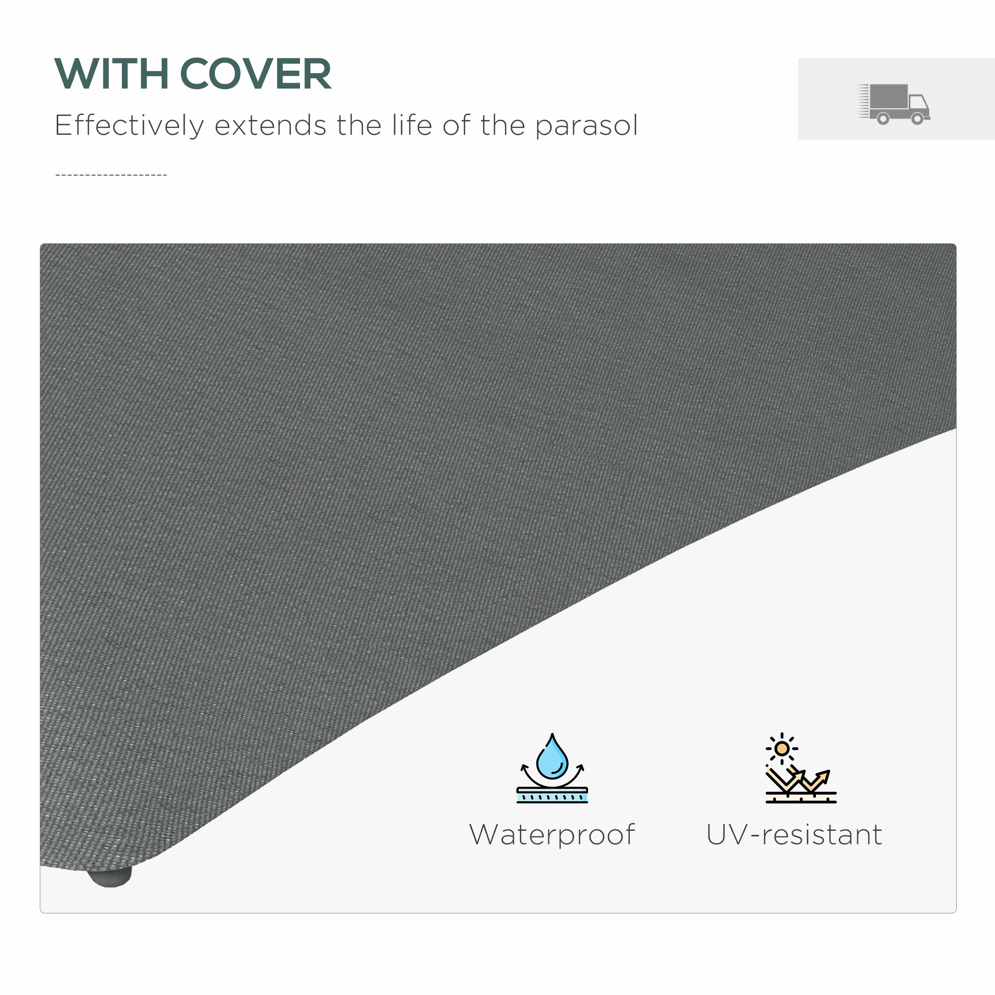 Outsunny 3(m) Solar LED Cantilever Parasol - Dark Grey